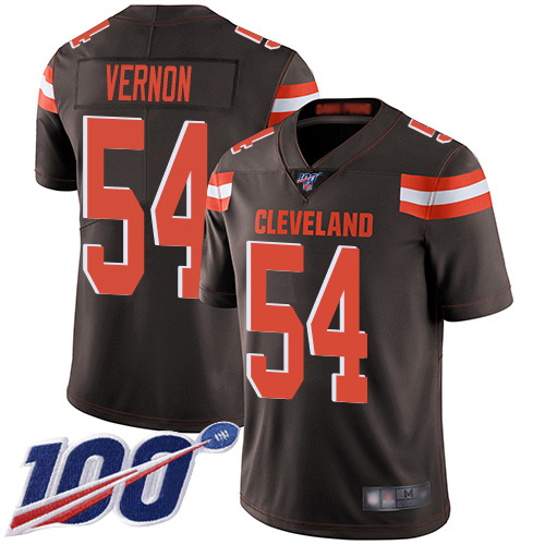 Cleveland Browns Olivier Vernon Men Brown Limited Jersey #54 NFL Football Home 100th Season Vapor Untouchable->youth nfl jersey->Youth Jersey